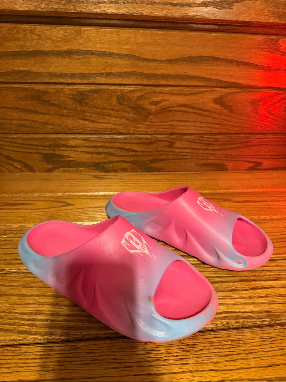 Kids Pink and Blue Baseball Lifestyle 101 Slide Sandals